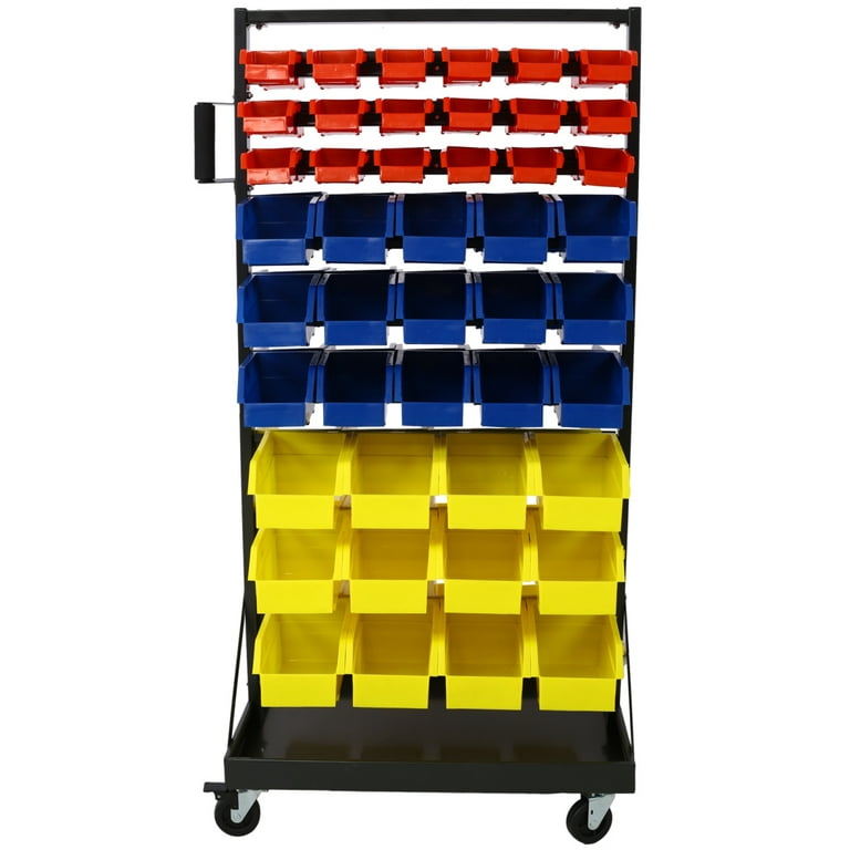 90 Bulk Storage Bins, Storage Containers with Lockable Wheels, Parts Bin  Rack with Removable Drawers for Easy Home Shop Garage Organization of Tools  Parts Hardware 
