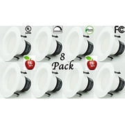 90 CRI 8 Pack Bioluz LED Beveled 10 Watt 4-inch UL-listed Dimmable Retrofit LED Recessed Lighting Fixture - 3000K LED Ceiling Light - 700 LM Recessed Downlight Pack of 8  D409W-3K650-B90-8