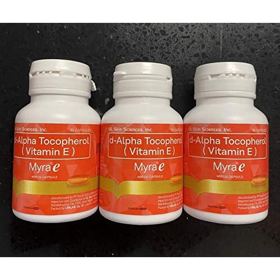 90 Capsules Myra E 400 IU Vitamin E d-Alpha Tocopherol