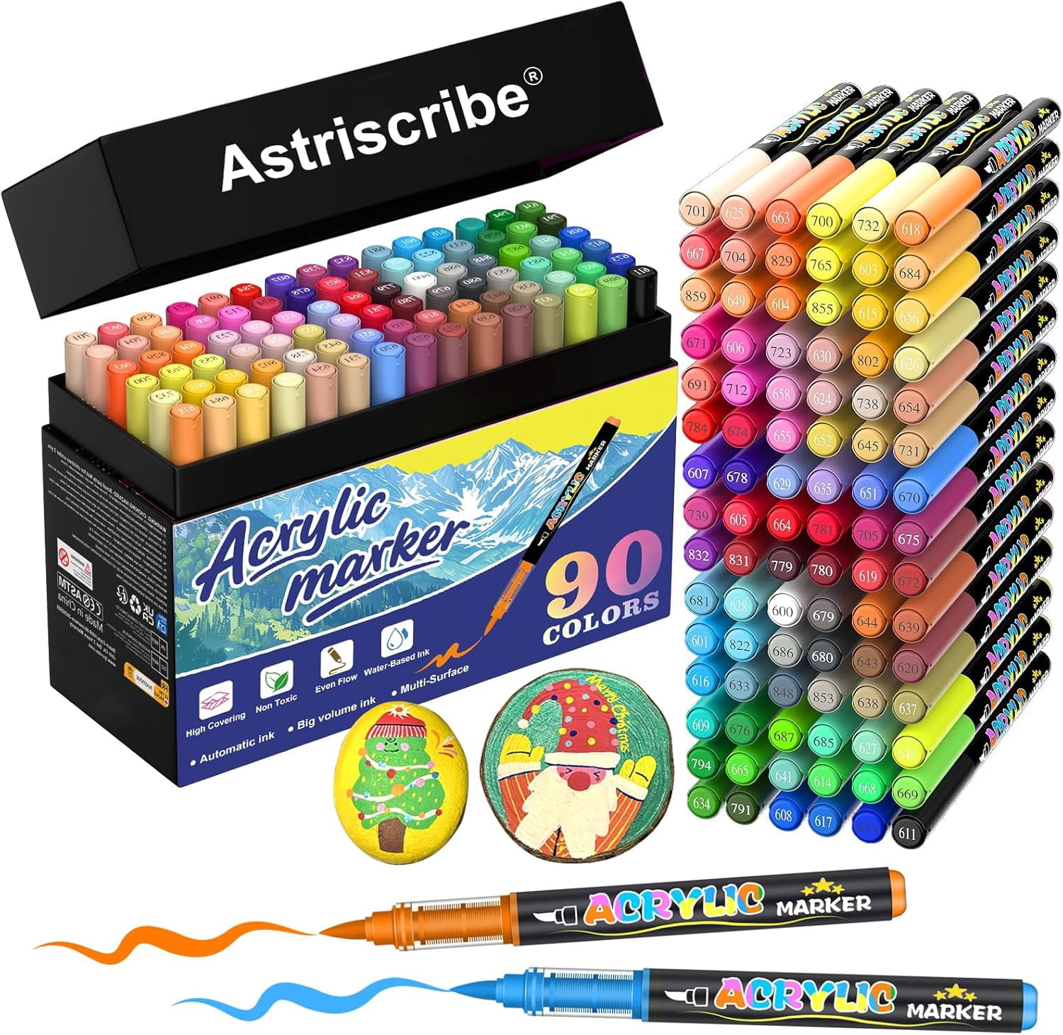 90 Colors Acrylic Paint Pens Set – Water-Based Paint Markers with Brush ...