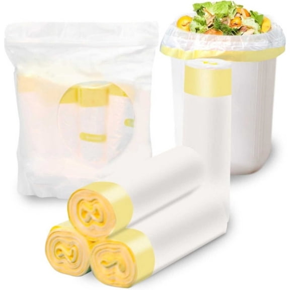 90-Count Drawstring Garbage Bags 5 Rolls - Thickened Unscented for Kitchen  Bathroom