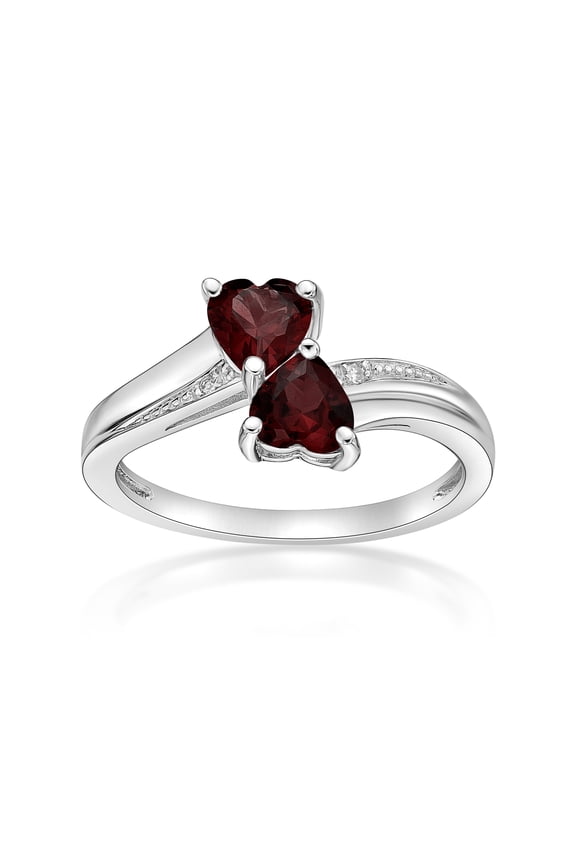 .90 Ct Heart Natural Red Garnet Diamond Accent 925 Sterling Silver Ring Sz 7
