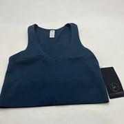 90 DEGREE BY REFLEX WOMEN'S SEAMLESS V-NECK CROP RIBBED TANK - SIZE M - INDIGO