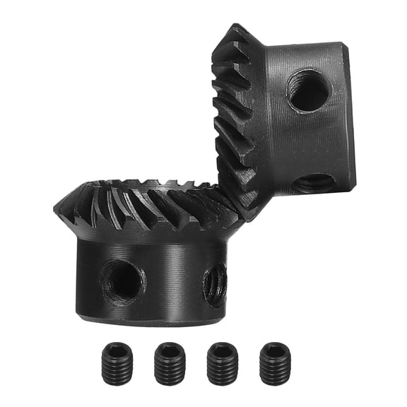 90 Degree 1 : 1 Shaft Hole Tapered Bevel Gear, 2 Pack 1 Mod 6mm Bore 20 Teeth Left Hand and 6mm Bore 20 Teeth Right Hand Ground Spiral Steering Gears for Mechanical Rotation