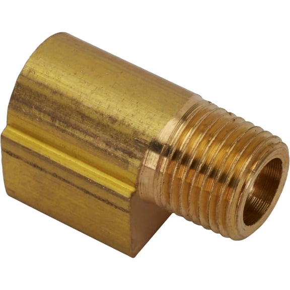 Speedway Motors 90 Degree Brass Brake Line Adapter Fitting, 1/8 Inch NPT Male to 7/16-24 Inverted Flare Female, Compact Elbow for Hydraulic Lines
