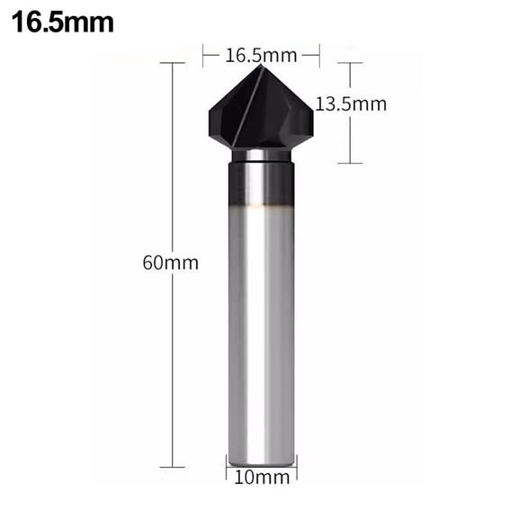 90 Degree 1 Flute Chamfer Cutter M35 Cobalt Coated Drill Bit Metal Milling Tool 16.5Mm