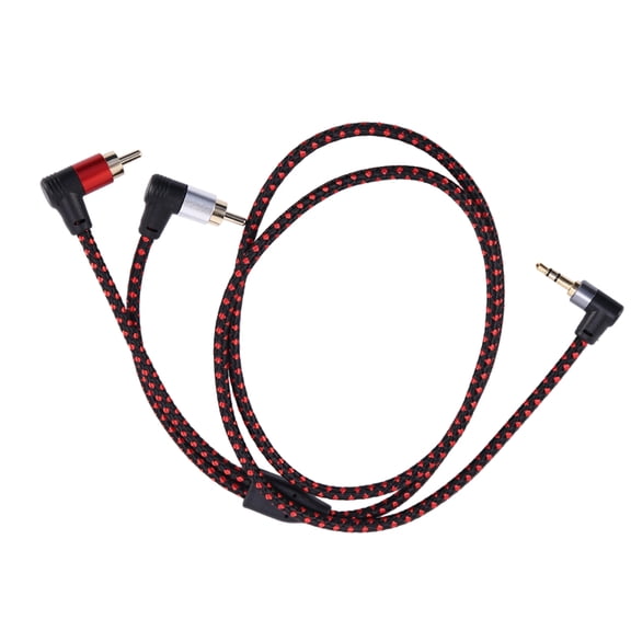 90 Degree 3.5mm Male to 2 Male Cable Right Angle Stereo AUX Y Splitter Cord Microphone Jack Plug for Laptop 1M