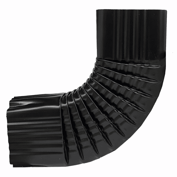 90 Degree Aluminum Downspout Elbow, Style B, 3x4 Inch, Black