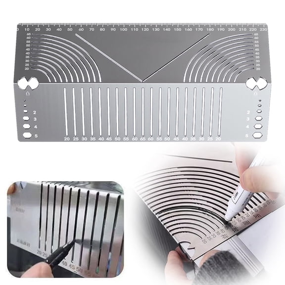 Angle Marking Tool Flexible 90 Degree Stainless Steel Arc Scriber Square Ruler Pipe Bending Layout Tool for Welding Carpentry Metal Woodworking Silver