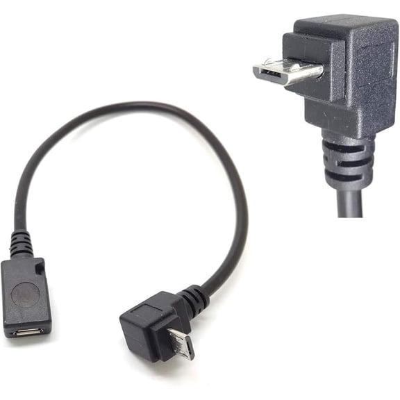 90 Degree Angle USB Micro B 5P Female to 5P Male Left Right Down Up Angled Extension Cable Adapter for Phone Charger Data Sync Tablet Cord Adaptor (up Angle)