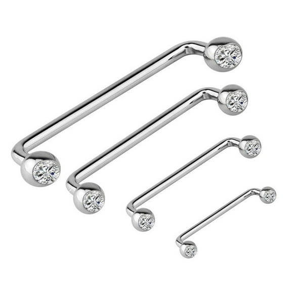 90 Degree Bent Surface Staple Barbells 14 Gauge Internally Threaded CZ