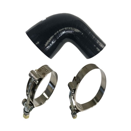 90 Degree Black 4-Ply Silicone 2" to 3" Hose Coupler 2"Hose Clamp+3"Hose Clamp