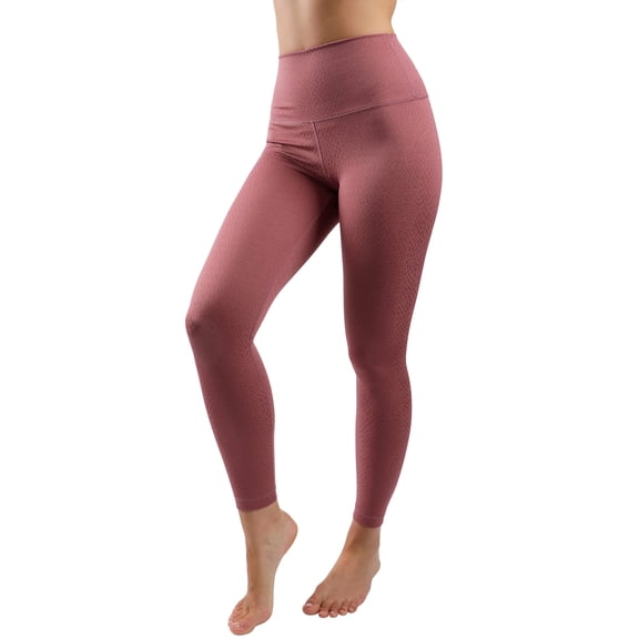 90 Degree By Reflex Performance Activewear - Printed Yoga Leggings - Snake Rouge Blush Elastic Free - Small