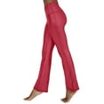 thumbnail image 1 of 90 Degree By Reflex Women's Crossover Waistband Faux Leather Flared Leg Athletic Yoga Pants, 1 of 5