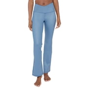 90 Degree By Reflex Womens Crossover Waistband Faux Leather Flared Leg Athletic Yoga Pants
