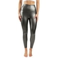thumbnail image 1 of 90 Degree By Reflex Women's Faux Leather High Waist Elastic Free 7/8 Ankle Legging with Fleece Inside, 1 of 1