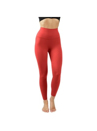 90 Degree Women XS Red Super high rise Faux Leather Ankle length workout  legging