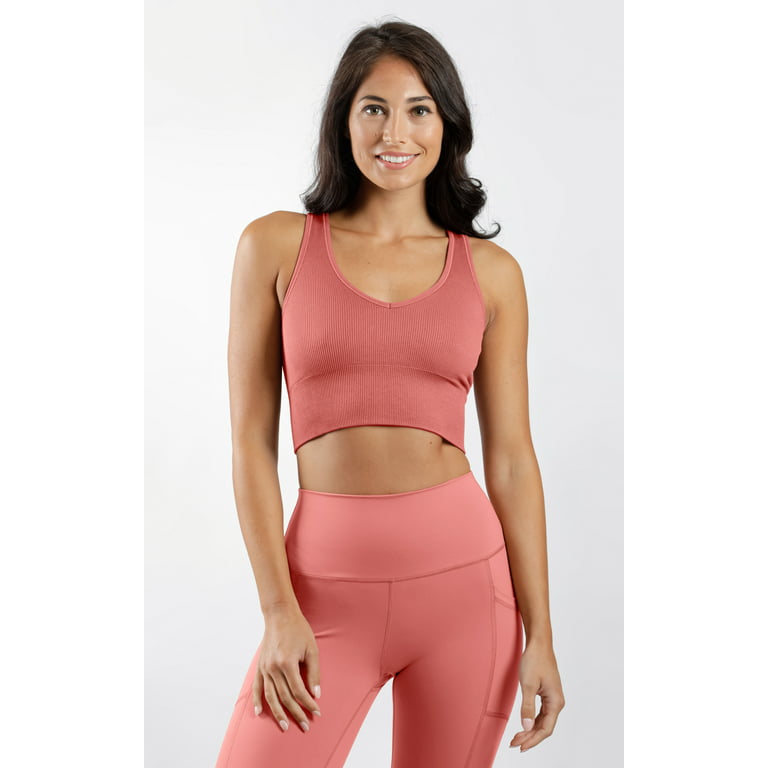 90 Degree By Reflex Seamless V-neck Crop Rib Tank In Deep Taupe