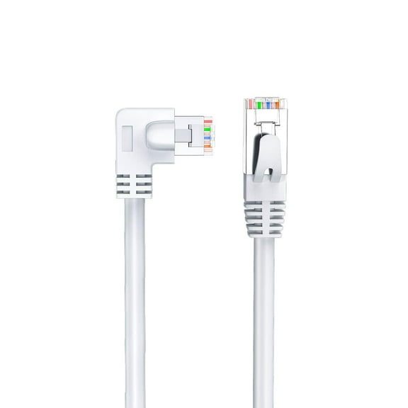 90 Degree Cat6 Ethernet Cable Rightangle White 6FT Right Angle CAT 6 Ethernet Patch Cable Gigabit RJ45 Network Internet Cable for Mac,PC, Router, Modem, Printer, , PS4, PS3