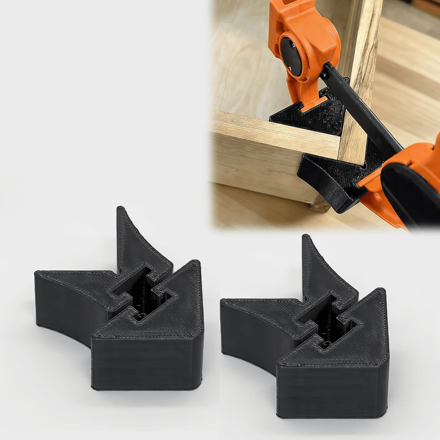 90 Degree Clamp Adapter Compatible with Jorgensen EZ-Hold Trigger Clamps, Right Angle Squeeze Clamp Attachment for Miter Alignment and Drawer Box Assembly (2Pcs)