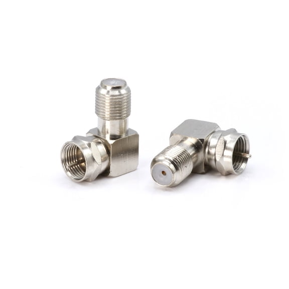 90-Degree Coaxial Cable Connectors for Angles, Corners, and Equipment Mounting - Right-Angle F-Type Adapters for Coax Cables and Wall Plates - 100 PCS