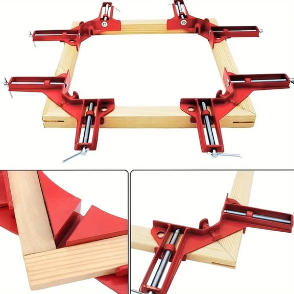 90 Degree Corner Clamps for Woodworking,Right Angle Corner Clamps 2 Pcs,Fine Iron Clip Fixer for Picture Frames,Glass Holder,Fish Tanks,Cabinets,Red