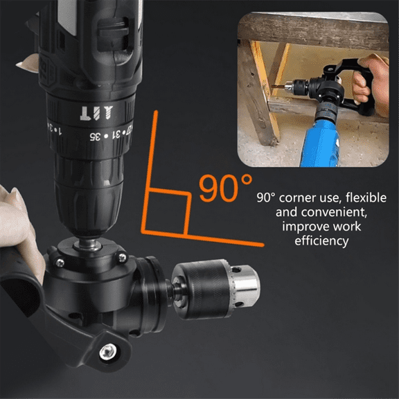 90 Degree Drill Adapter Multifunctional Drill Adapter Right Angled Drill Attachment Metal Drill Chuck Accessory,1 * Right Angled Drill Attachment