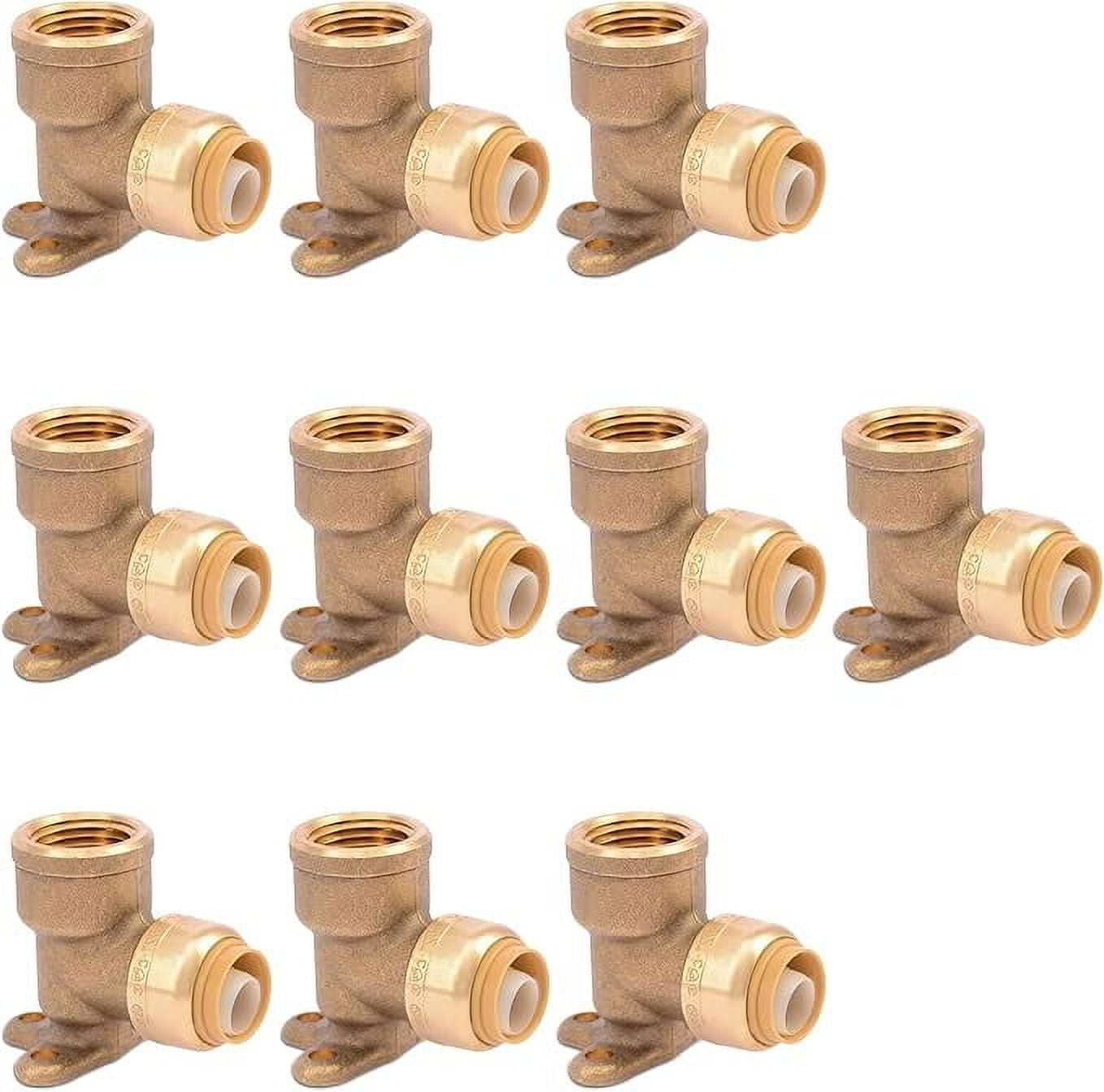 90 Degree Drop Ear Elbow Push Fit Plumbing Fittings 1/2" x 1/2" NPT Female Adapter with Disconnect Clip - Push-to-Connect - PEX Fittings for PE-RT, CPVC Pipe (Pack of 10)