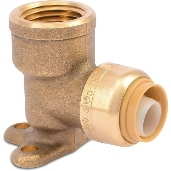 90 Degree Drop Ear Elbow Push Fit Plumbing Fittings 1/2" x 1/2" NPT Female Adapter with Disconnect Clip - Push-to-Connect - PEX Fittings for PE-RT, CPVC Pipe (Pack of 1)