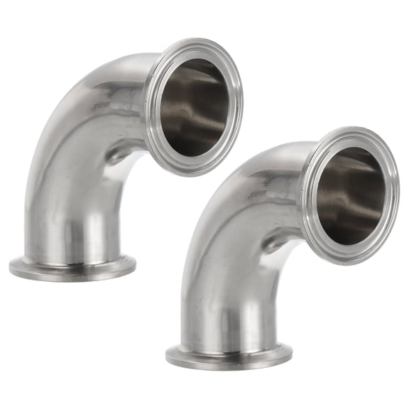 90 Degree Elbow 1 1/2" Tube OD, 304 Stainless Steel Sanitary Pipe Fittings Tri Clamps 2" Ferrule Flange, 2 Pack