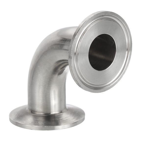 90 Degree Elbow 1" Tube OD, 304 Stainless Steel Sanitary Pipe Fittings Tri Clamps 2" Ferrule Flange, 1 Pack
