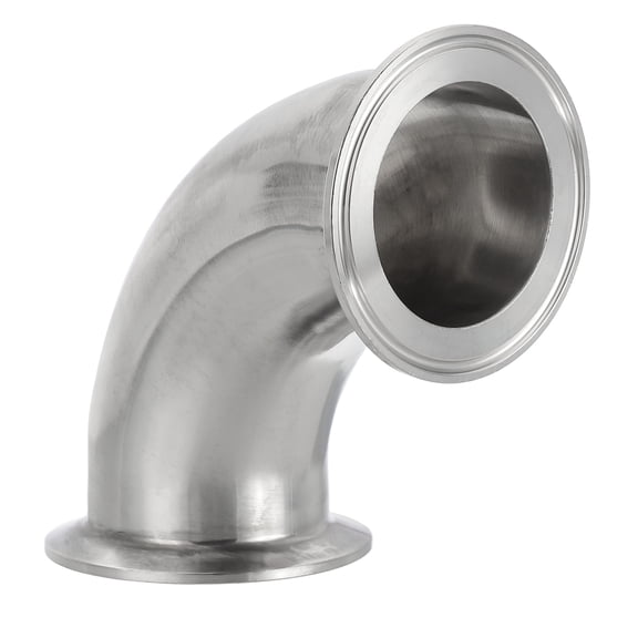 90 Degree Elbow 2 1/4" Tube OD, 304 Stainless Steel Sanitary Pipe Fittings Tri Clamps 3 1/16" Ferrule Flange, 1 Pack