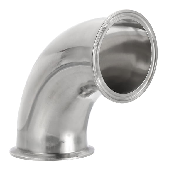 90 Degree Elbow 3" Tube OD, 304 Stainless Steel Sanitary Pipe Fittings Tri Clamps 3 9/16" Ferrule Flange, 1 Pack