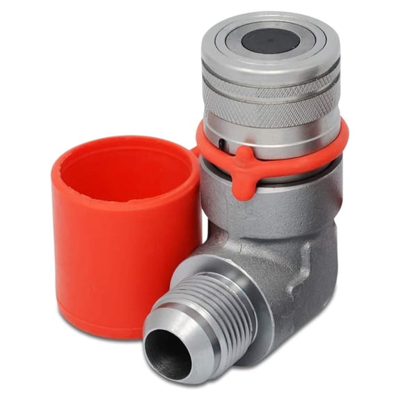 90 Degree Female Flat Face Hydraulic Quick Connect Female Coupler, 3/4 JIC Male Thread