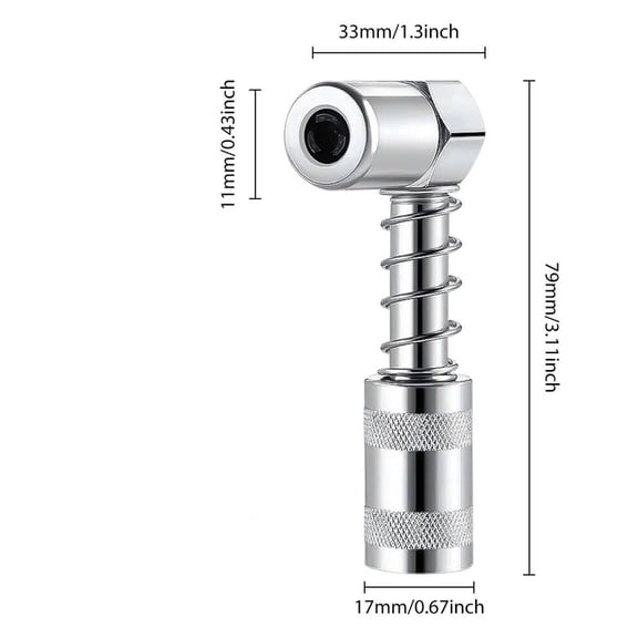 90 Degree Grease Coupler 3-Jaw for Tight Access Zerk, Spring-Loaded Locking, 3000-4500 PSI, 1 Tool