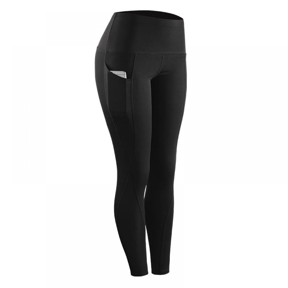 90 Degree High Reflex Waist Power Flex Elastic Leggings Pant Tummy Control Solid Stretch Compression Sportswear Casual Yoga Jogging Leggings Pants With Pocket Sport Clothing Accessory Walmart