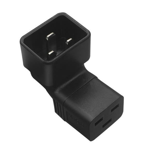 90 Degree IEC320 C20 to IEC320 C19 Power Conversion Adapter, 3 Terminals Male to Female Power Connector Converter
