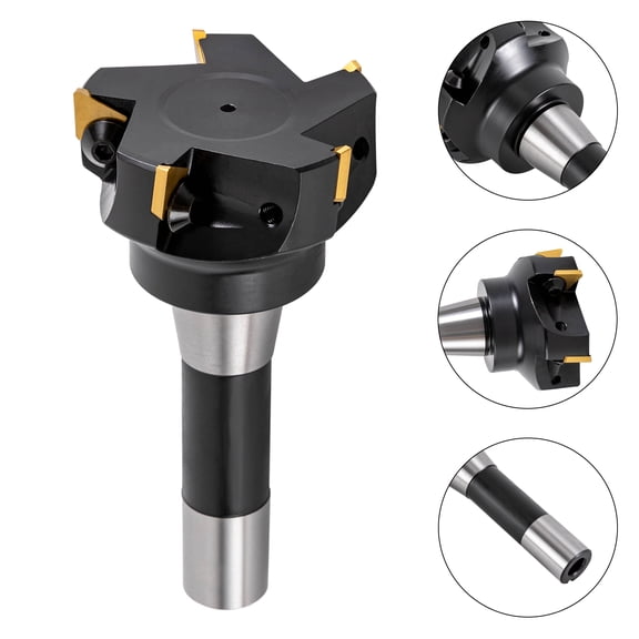 90 Degree Indexable End Mill 3'' Cutting Depth R8 Shank End Mill 5 Flutes+Key