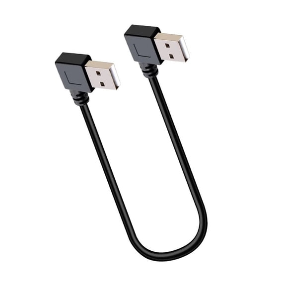 90 Degree L Shape USB2.0 Male to Male Cable 25cm Data Transfer Cord Plastic Texture for Tight Space and Compact Setups