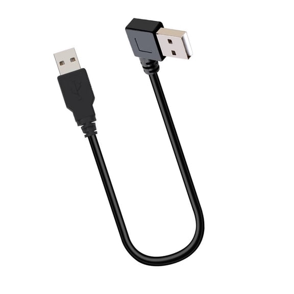 Short USB2.0 Male to Male Right Angled Cable 25Cm Data Cable Elbow Adapter Cord for Laptop Case and Car Sound Systems