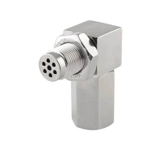 M18 x 1.5 Stainless Steel Exhaust Pipe Adapter, 90 Degree Threaded Connector for Auto Exhaust System Installation, 1pc