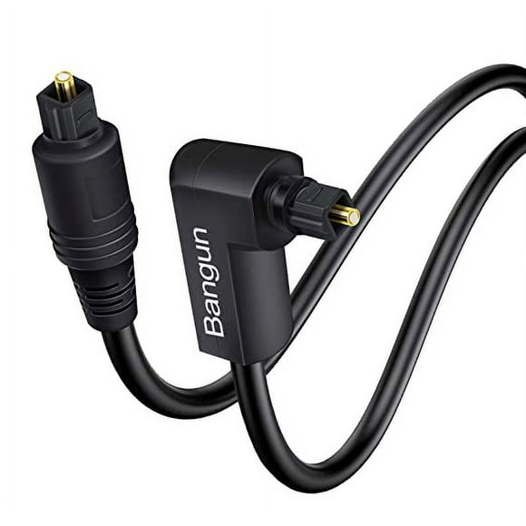 90 Degree Optical Audio Cable, 15ft Optical Cable, Slim Optical Digital Audio Cable, 360 Degree Right Angle Digital Audio Fiber Optic Cable Toslink for Sound Bar, TV, PS4, Xbox, Home Theater