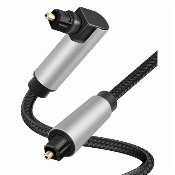 90 Degree Optical Audio Cable, Right Angle Toslink Cable, Digital Fibre Optic Cable for Soundbar, TV, Home Theater,2M