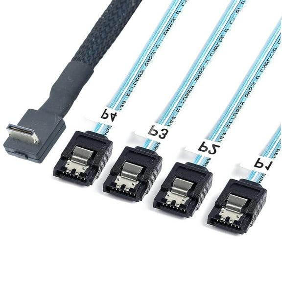 90 Degree PCIe SFF 8611 4i to 4pcs 7P Splitter Adapter Cable Fast Speed for eGPU Solid Disk 50/100cm