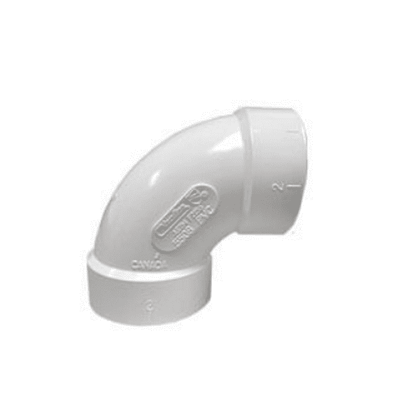 90 Degree, PVC, White 2", Elbow Pipe Fittings, 1 Piece 1 Pack