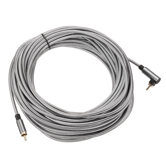 90 Degree RCA Cable 49ft, RCA to RCA Subwoofer Cable Dual Shielded Stereo Audio Cord