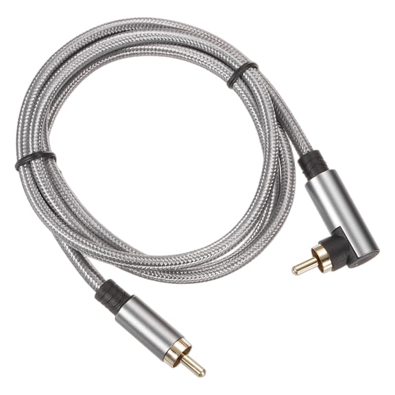 90 Degree RCA Cable 6.6ft, RCA to RCA Subwoofer Cable Dual Shielded Stereo Audio Cord