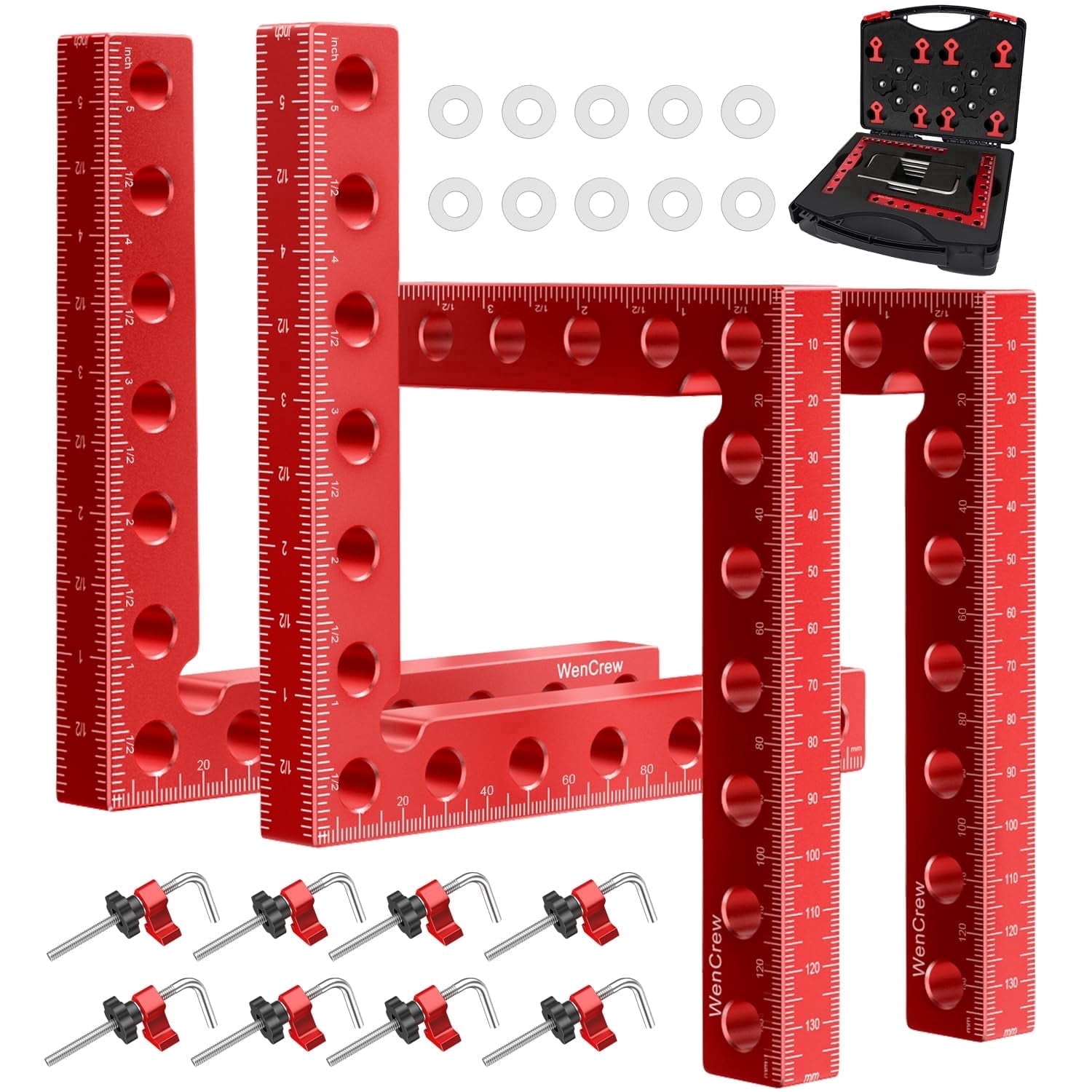 4-Pack 90° Plastic Positioning Square Clamps – 100x100mm Right Angle Guides For Woodworking, Furniture Assembly, Cabinets & Framing