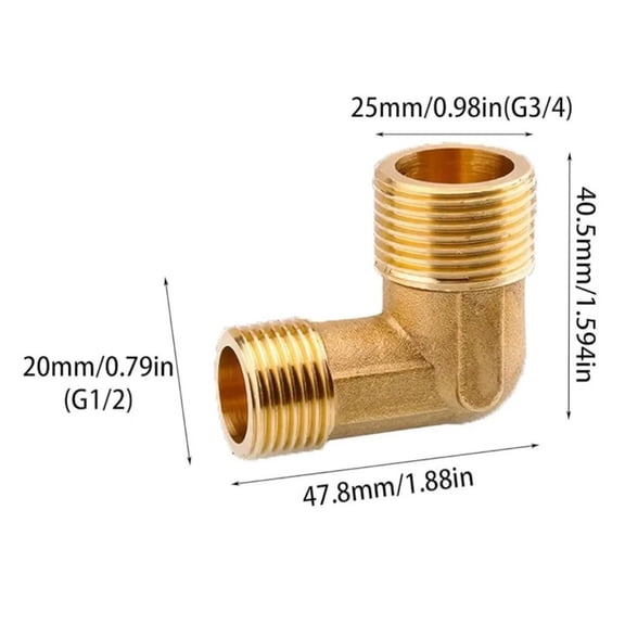 90 Degree Right Angle Copper Elbow 6 to 4 Male Fitting for Water Flow Control and Food Pump Applications with Threaded Joint