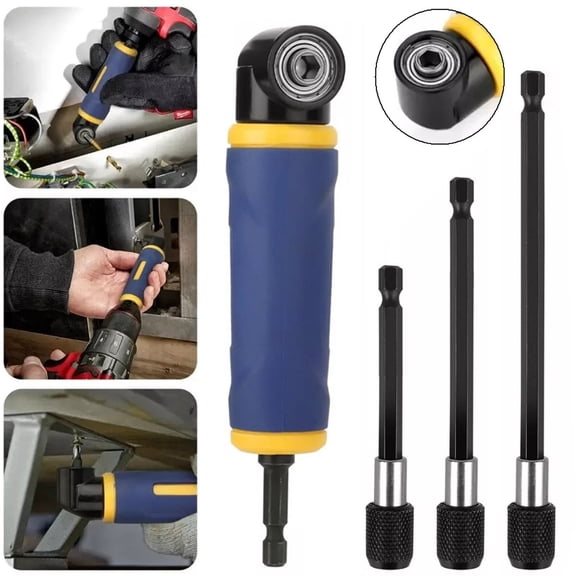90 Degree Right Angle Screwdriver Drill Adapter Extension Socket Attachment Tool 90 Right Angle Drill Bit Holder Chrome Vanadium Steel 1/4 inch (6.3mm) Hex Shank 155 30 mm (6.1 1.2 in) 20 Nm